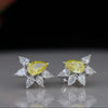 Luxury Yellow & White Pear Lab Grown Diamond Stud Earrings In 14K White Gold