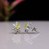 Luxury Yellow & White Pear Lab Grown Diamond Stud Earrings In 14K White Gold