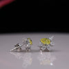 Luxury Yellow & White Pear Lab Grown Diamond Stud Earrings In 14K White Gold