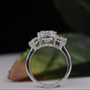 Emerald Cut Three Stone Lab Grown Diamond Ring –18K White Gold Engagement Ring