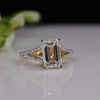 Emerald Cut with Side Small Lab Grown Diamond 18K Gold Engagement Ring