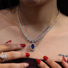 Luxury Lab Grown Diamond Tennis Necklace with Changeable Gemstone Pendant  Gold Jewelry