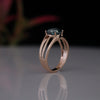 Men’s Blue Cushion  Cut 14K Rose Gold Split Band Ring