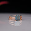 Men’s Blue Cushion  Cut 14K Rose Gold Split Band Ring