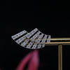 Designer Lab Grown Diamond Fan Shape Stud Earrings in 14K White Gold | Modern Jewelry