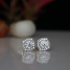 Round Lab Grown Diamond Halo Stud Earrings in 18K Yellow Gold | Minimal Luxury Everyday Jewelry