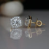 Round Lab Grown Diamond Halo Stud Earrings in 18K Yellow Gold | Minimal Luxury Everyday Jewelry