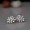 Lab-Grown Diamond Stud Earrings - Floral Cluster with Marquise and Round Diamond