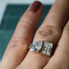 Pear & Emerald Cut Lab Grown Diamond Two Stone Engagement 18K Gold Ring