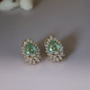 Russion Gemstone & Marquise Lab Diamond Halo Earrings – 18K Gold  Floral Earrings