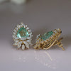 Russion Gemstone & Marquise Lab Diamond Halo Earrings – 18K Gold  Floral Earrings