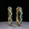 Russion Emerald & Marquise Diamond Open Cuff Bangle in 18K Yellow Gold | Luxury Statement Bangle
