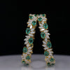 Russion Emerald & Marquise Diamond Open Cuff Bangle in 18K Yellow Gold | Luxury Statement Bangle