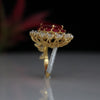Luxury Ruby & Lab Grown Diamond Pear Halo Ring | Statement Ring in 14K Yellow Gold