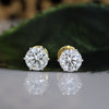 2.0CT Each Round Lab Grown Diamond Stud  Earrings 14K Yellow Gold