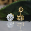 2.0CT Each Round Lab Grown Diamond Stud  Earrings 14K Yellow Gold