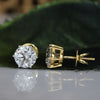 2.0CT Each Round Lab Grown Diamond Stud  Earrings 14K Yellow Gold