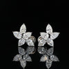 Elegant Lab Grown Diamond Floral Stud Earrings 14K White Gold