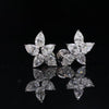 Elegant Lab Grown Diamond Floral Stud Earrings 14K White Gold