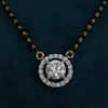 Round Solitaire Lab Grown Diamond Halo Mangalsutra Pendant 14kt Yellow Gold