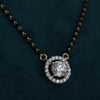 Round Solitaire Lab Grown Diamond Halo Mangalsutra Pendant 14kt Yellow Gold