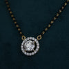 Round Solitaire Lab Grown Diamond Halo Mangalsutra Pendant 14kt Yellow Gold