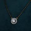 Round Solitaire Lab Grown Diamond Halo Mangalsutra Pendant 14kt Yellow Gold