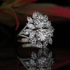 Elegant Floral Diamond Engagement Ring | 14K White Gold Luxury