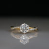 Round Cut Lab Grown Diamond Engagement Ring with Pave Band in 14K Gold
