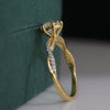 Round Cut Lab Grown Diamond Engagement Ring with Pave Band in 14K Gold