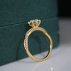 Round Cut Lab Grown Diamond Engagement Ring with Pave Band in 14K Gold