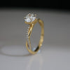 Round Cut Lab Grown Diamond Engagement Ring with Pave Band in 14K Gold