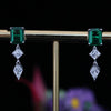 Emerald Cut Gemstone Lab Grown Diamond Drop Earrings in 14K White Gold | Elegant Dangle Earrings