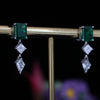 Emerald Cut Gemstone Lab Grown Diamond Drop Earrings in 14K White Gold | Elegant Dangle Earrings