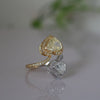 Heart Shape Yellow & White Lab Grown Diamond Ring | Double Halo 14K Gold Ring