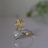 Heart Shape Yellow & White Lab Grown Diamond Ring | Double Halo 14K Gold Ring