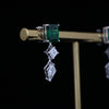 Emerald Cut Gemstone Lab Grown Diamond Drop Earrings in 14K White Gold | Elegant Dangle Earrings
