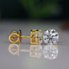 Round Lab Grown Diamond Stud Earrings in 14K Yellow Gold | IGI Certified Solitaire