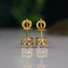 Round Lab Grown Diamond Stud Earrings in 14K Yellow Gold | IGI Certified Solitaire