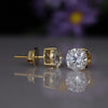 1.50CT Each Round Lab Grown Diamond Stud Earrings 14K Yellow Gold | IGI Certified Screw Back