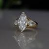 Marquise Cut Lab Grown Diamond Ring with Side Pear Stones 14K  Gold Engagement Ring