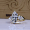 Marquise Cut Lab Grown Diamond Ring with Side Pear Stones 14K  Gold Engagement Ring