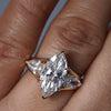Marquise Cut Lab Grown Diamond Ring with Side Pear Stones 14K  Gold Engagement Ring