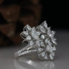 Floral Cluster Lab Grown Diamond Statement Ring in 14 White Gold | Unique Designer Ring