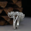 Floral Cluster Lab Grown Diamond Statement Ring in 14 White Gold | Unique Designer Ring