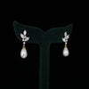 Pearl Drop , Marquise & Round Lab Grown Diamond 14K Gold Elegant Bridal Earrings