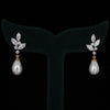 Pearl Drop , Marquise & Round Lab Grown Diamond 14K Gold Elegant Bridal Earrings