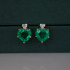 Heart Cut Colombian Emerald & Lab Diamond Stud Earrings in 18K Gold | Luxury Statement Jewelry