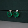 Heart Cut Colombian Emerald & Lab Diamond Stud Earrings in 18K Gold | Luxury Statement Jewelry