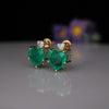 Heart Cut Colombian Emerald & Lab Diamond Stud Earrings in 18K Gold | Luxury Statement Jewelry